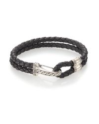 John Hardy | Gray Woven Leather & Sterling Silver Bracelet for Men | Lyst