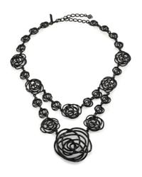 Oscar de la Renta | Black Wire Rose Draped Necklace | Lyst