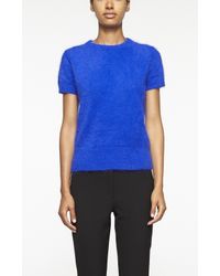 Nicole Miller | Blue Angora Short Sleeve Sweater | Lyst
