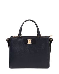 Ferragamo | Blue Tracy Saffiano Leather Tote Bag | Lyst