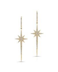 Anne Sisteron - 14kt Yellow Gold Diamond Star Wand Earrings - Lyst