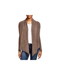Aqua | Brown Cashmere Cashmere Drape Front Cardigan | Lyst
