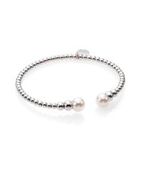 Majorica | Metallic 8mm White Pearl Beaded Cuff Bracelet | Lyst