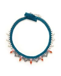Joomi Lim | Blue Cotton Braid Crystal Necklace | Lyst