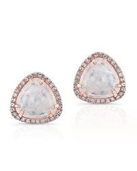 Anne Sisteron - Pink 14kt Rose Gold Diamond Moonstone Stud Earrings - Lyst