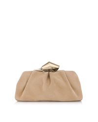 Jimmy Choo | Metallic Cara Nude Suede Clutch Bag | Lyst