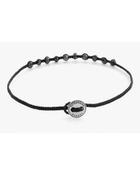 Tateossian - Diamond Knot Bracelet In Black Macramé With 10 Black Diamonds & Silver Button for Men - Lyst