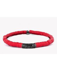 Tateossian - Pink Bamboo Bracelet With Coral And Gunmetal Plated Silver Discs - Lyst