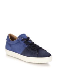 Tod's | Blue Two-tone Suede Sneakers for Men | Lyst