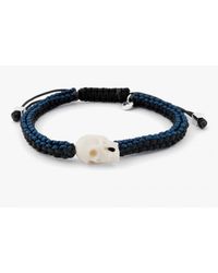 Tateossian - Macrame Talisman Bracelet In Silver Black And Blue for Men - Lyst