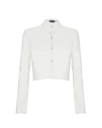 Alice + Olivia - Natural Seamed Neck Cropped Jacket - Lyst