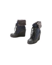 Tory Burch | Blue Fairfax Wedge Booties | Lyst