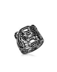 KENZO | Metallic Ruthenium Plated Sterling Silver Cut Out Small Tiger Ring | Lyst