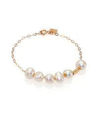 Ginette NY | Pink 6mm White Baroque Pearl & 14k Rose Gold Tube Chain Bracelet | Lyst