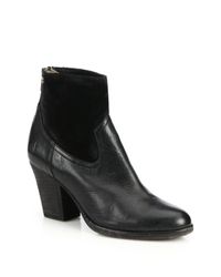 Frye | Black Tessa Leather & Suede Booties | Lyst