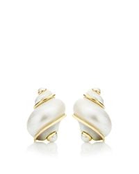 Seaman Schepps | Metallic Extra Small Turbo Shell Earrings with Pearl Accents | Lyst
