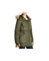 Sam Edelman | Green Faux Fur Trim Puffer Coat | Lyst