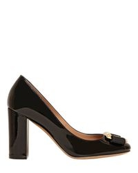 Ferragamo Black 85mm Ninna Patent Leather Pumps