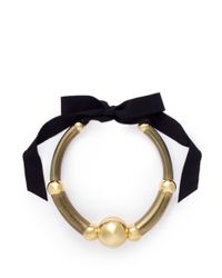 Lanvin | Metallic Sphere Tube Ribbon Necklace | Lyst