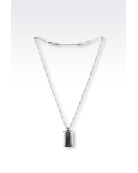 Emporio Armani | Gray Men's Stainless Steel Matte Logo Dog Tag Necklace for Men | Lyst