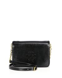 Tory Burch | Silver Britten Textured Patent Leather Crossbody Bag | Lyst