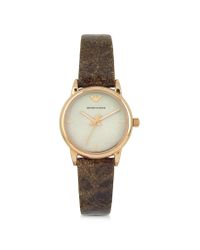 Emporio Armani - Pink Rose Gold-tone Stainless Steel Women's Watch W/brown Cracked Leather Strap - Lyst