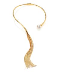 Ca&Lou | Metallic Inez Faux Pearl & Tassel Necklace | Lyst