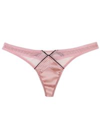 Fleur du Mal | Pink Satin Top Stitch Thong | Lyst