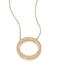 Michael Kors | Metallic Pave Circle Pendant Necklacegoldtone | Lyst
