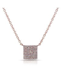 Anne Sisteron - Pink 14kt Rose Gold Diamond Square Necklace - Lyst