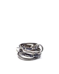 Spinelli Kilcollin | Metallic Vega Blue: Black Rhodium-Plated Silver Diamond And Sapphire Linked Rings | Lyst