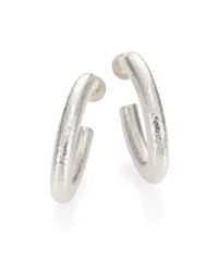 Gurhan | Metallic Galahad Sterling Silver J Hoop Earrings | Lyst