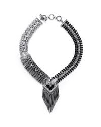 Iosselliani | Metallic Deco Cheetah Crystal Fringe Necklace | Lyst