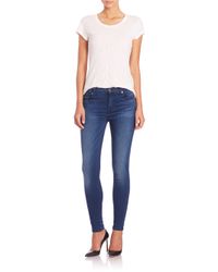 7 For All Mankind | Blue Mid-rise Slim Illusion Ankle Skinny Jeans | Lyst