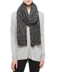 Vince | Black Speckled Cotton-blend Knit Scarf | Lyst