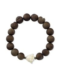 Anne Sisteron - White Happy Buddha Buffalo Bone Stretch Bracelet With Agate - Lyst