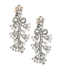 Oscar de la Renta | Metallic Floral Crystal Clip-on Drop Earrings | Lyst