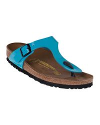 Birkenstock | Gizeh Thong Sandal Blue Patent Birko Flor | Lyst