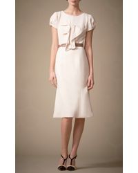 Carolina Herrera | Natural Cap Sleeve Dress with Ruffle Detail | Lyst