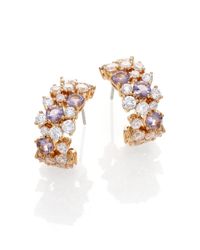 Adriana Orsini | Metallic Sweet Embrace Cluster J Hoop Earrings/goldtone | Lyst