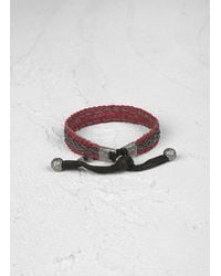 John Varvatos | Red Braided Leather Bracelet with Silver Detail for Men | Lyst