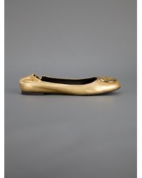 tory burch metallic reva ballet flat silver