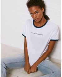 American Eagle White Don't Ask Why Ringer Graphic Tee