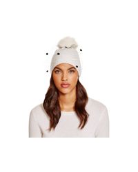Aqua | White Fox Fur Pom-pom Hat With Veil | Lyst