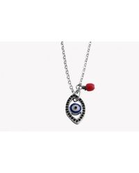 Tateossian - Iconic Evil Eye Pendant Necklace In Silver With Black Spinel And Coral - Lyst