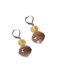 Antica Murrina - Millerighe - Pastel Multicolor Murano Glass W/stripes And Gold Leaf Dangling Earrings - Lyst