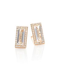 KALAN by Suzanne Kalan | Metallic Soleil White Topaz, Diamond & 14k Yellow Gold Baguette Stud Earrings | Lyst