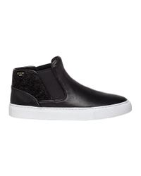 Tory Burch - Rosette High Top Sneaker Black Leather - Lyst