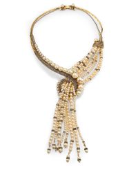 Erickson Beamon | Metallic Stratosphere Crystal & Faux Pearl Statement Tassel Necklace | Lyst