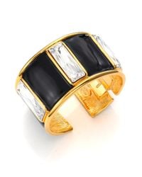 Kenneth Jay Lane | Black Jeweled Rectangle Cuff Bracelet | Lyst
